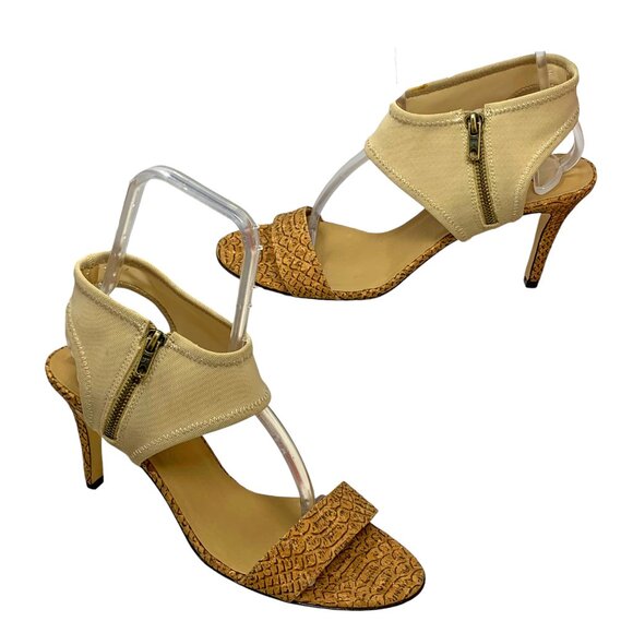 Vaneli Reptile Embossed Leather Stretch Ankle Cuff Sandal Heels - Picture 5 of 11